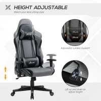 Vinsetto Gaming Chair Racing Style Ergonomic Office Chair High Back Computer Desk Chair Adjustable Height Swivel Recliner with Headrest and Lumbar Support, Grey(m-4)