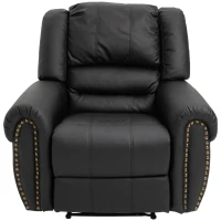 HOMCOM Recliner Chair Added Footrest Cushion Padded Seat Modern Nail Sofa PU Leather for Living Room Club Home Theater Seating, Black(m-11)