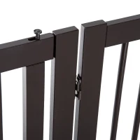 PawHut Free Standing Wooden Pet Gate Indoor Dog Barrier Foldable Step Over Doorway Fence Safety Gate with Open Door Z Shape 4 Panel(m-9)