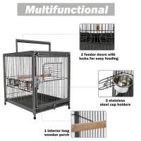 PawHut 22" Bird Carrier Cage Parrot Macaw Travel Cage Portable Elevated Aviary House with Feeding Bowls(m-5)