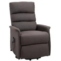 HOMCOM Power Lift Assist Recliner Chair for Elderly with Remote Control, Linen Fabric Upholstery, Brown(m-1)