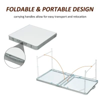 Outsunny 47" Aluminum Lightweight Portable Folding Easy Clean Camping Table with Carrying Handle(m-5)