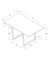 Monarch 59" x 36" Rectangular Reclaimed Wood-Look Finish Chrome Metal Leg Modern Dining Table - Dark Taupe(m-4)