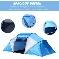 Outsunny Sport Camping Tent 2000mm Waterproof Instant Dome Tent Blue & White(m-4)