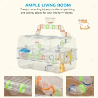 PawHut Transparent Gerbil Kennel for Travel, Comes with Exercise Wheel to Promote Play(m-7)