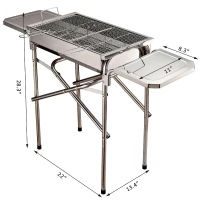 Outsunny 22" Charcoal Barbecue Grill Stainless Steel Portable BBQ Grill Kebab Barbecue Charcoal Stainless Steel Smoker(m-3)