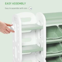 Qaba Kids Toy Storage Organizer with Detaching Sections for Corner Storage, Lightweight Toy Shelf for Kids with Large Capacity, Bin Storage Shelf, Green(m-5)