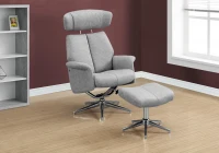 Monarch Retro Modern Upholstered Faux Suede Swivel Recliner with Matching Ottoman - Grey(m-2)