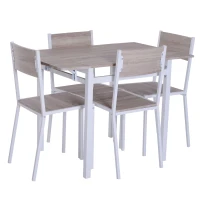 HomCom 5 Piece Drop Leaf Counter Height Dining Table and Chairs Set - Light Grey / White(m-3)
