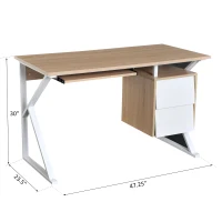HOMCOM Compact Computer Desk Student Writing Table PC Workstation with Storage Drawer and Keyboard Tray(m-3)