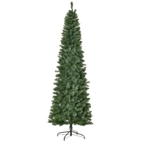 HOMCOM 7.5ft Unlit Slim Fir Artificial Christmas Tree with Realistic Branches, Holiday Indoor Decoration with 1075 Tips(m-1)