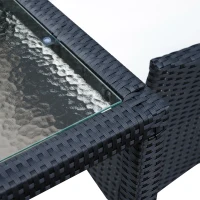 Outsunny 9pcs Garden Rattan Dining Set Patio Wicker Furniture 8 Armchair 1 Table Cushioned Seat Outdoor All Weather Sectional Black(m-9)