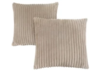 Monarch 18" x 18" Ultra Soft Ribbed Style Throw Pillow (Set of 2) - Beige(m-1)
