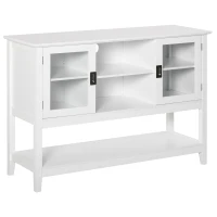 HOMCOM Modern Sideboard Buffet Cabinet, Console Table with Framed Glass Doors, Multiple Storage Options, and Anti-Topple for Kitchen, Living Room, White(m-11)