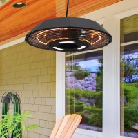 Open Box Outsunny 1500 Watt Energy Efficient Indoor Outdoor Ceiling Mounted Electric Patio Heater with Remote - Black(m-2)