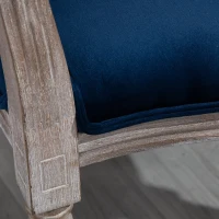 HOMCOM Vintage Dining Chair with Round Back, Thick Sponge Padded Seat and Section Armrest with Wood Frame, Blue(m-14)