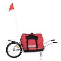 Aosom Single Wheel Foldable Bicycle Cargo Trailer - Red(m-1)