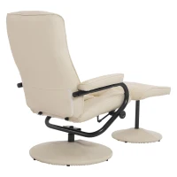 HomCom Ergonomic Faux Leather Lounge Armchair Recliner And Ottoman Set - Cream White(m-9)