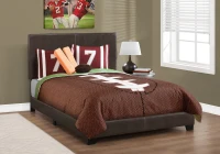 Monarch Full Size Contemporary Upholstered Bed Frame with Wood Legs - Dark Brown Leather Look(m-2)