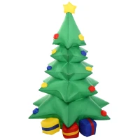 HOMCOM 4ft Christmas Inflatable Christmas Tree with Presents, Outdoor Blow-Up Yard Decoration with LED Lights Display(m-1)