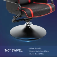 Vinsetto High Back Video Gaming Recliner with Ottoman, Racing Style PC Computer Office Chair, Swivel with Headrest & Lumbar Support, Adjustable Height, Black/Red(m-7)