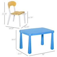 HOMCOM Kids Plastic Table and Chair Set Children's Activity Desk for Art Dining Study Toddler Furniture Cartoon Pattern, Multicolor(m-3)