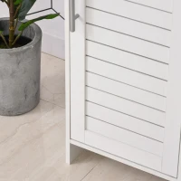 kleankin Tall Bathroom Floor Cabinet, Freestanding Linen Tower with Adjustable Shelf and Cupboard, Narrow Side Storage Organizer, White(m-18)