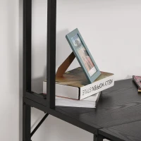 HOMCOM 55 Inch L Shaped Computer Desk with Hutch, Corner Desk for Home Office and Study, Writing Workstation with 2 Storage Compartments, Black(m-14)