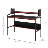 HOMCOM Gaming Writing Desk Computer Table with Raised Monitor Stand Home Office(m-3)