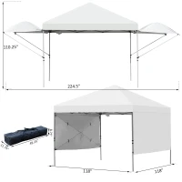 Outsunny 19' x 10' Folding Gazebo Steel Canopy Party Tent With Bag  Off-white(m-3)