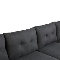 HomCom Elegant 3 Piece Sofa Chaise Lounge Set with Wooden Leg Footstool, & Large Multifunctional Loveseat - Grey(m-10)