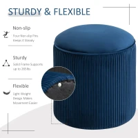 HOMCOM 15'' Small Padded Ottoman Foot Stool with Wrinkle Fabric Design, Thick Sponge Padding and Solid Base, Blue(m-7)