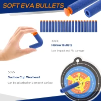 Qaba Automatic Soft Bullet Toy Foam Blaster with 20 EVA Foam Darts and Target Board Game for Boys & Girls 8-12 Years Old(m-6)