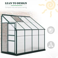Outsunny Walk-In Garden Greenhouse Aluminum Polycarbonate with Roof Vent for Plants Herbs Vegetables 8' x 4' x 7' Green(m-4)
