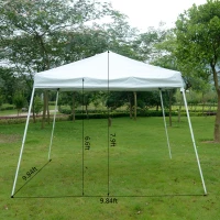 Outsunny 10x10ft Pop Up Tent Outdoor Canopy Event Sunshade Shelter w/ Slant Leg and Carrying Bag White(m-2)