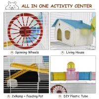 PawHut Hamster Cage Tube Spinning Wheel Feeder Ladder(m-4)