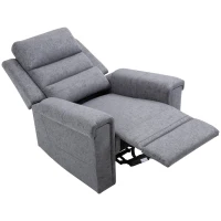 HOMCOM Modern Recliner Chair Linen Fabric Single Sofa Home Theater Seating with Overstuffed Armrest and Back, Grey(m-13)