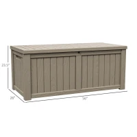 Outsunny Plastic Deck Storage Container Box Outdoor Garden Bench Patio Furniture 77 Gal with Handles, Padlock Eyes, 56" x 26" x 24"(m-3)
