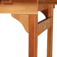 Outsunny Poplar Wood Slat Rectangular Extendable Outdoor Dining Table(m-11)