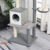 PawHut Multi-Level Cat Tree Condo with Sisal-Covered Scratching Posts, Sleeping House, and Fun Laying Basket for Kittens(m-5)