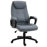 Vinsetto Fabric Home Office Chair, Computer Desk Chair with Tilt Function, Executive Chair with 360° Swivel, Adjustable Height, Padded Armrests and Headrest, Gray(m-1)