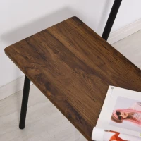 HOMCOM 3 PCs Table Dining Set With 2 Matching Benches P2 Grade MDF Steel Legs Dining Room - Brown(m-8)