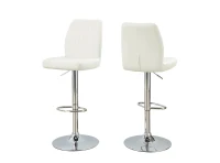 Monarch 2 Piece Contemporary PU Leather Vertical Ribbed Seat Chrome Base Hydraulic Lift Swivel Barstool Chair Set - White Finish(m-1)