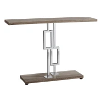 Monarch 48" Contemporary Chrome Metal Geometric-Shape Base Accent Sofa Console Table - Dark Taupe Finish(m-1)
