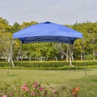 Outsunny 12' x 12' Garden Foldable Pop Up Gazebo Tent with Roller Bag & Vent Outdoor Party Wedding Canopy, Blue(m-8)