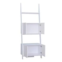 HOMCOM 3 Tier Ladder Shelving Unit 2 Cabinet White(m-4)