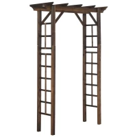 Outsunny 85" Wooden Garden Arbor for Wedding and Ceremony, Outdoor Garden Arch Trellis for Climbing Vines, Fir Wood, Carbonized Color(m-7)