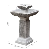 Outsunny 2-tier Water Fountain Feature Cascade Classical LED Light Effect Patio(m-3)