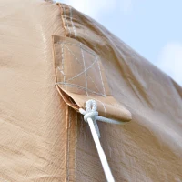 Outsunny 10&#39; x 20&#39; Heavy Duty Outdoor Carport Awning/Canopy with Weather-Fighting Material &amp; Anchor Kit, Brown(m-12)