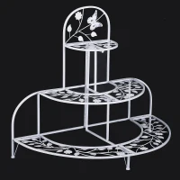 Outsunny 3 Tier Plant Stand Metal Butterfly Leaf Outdoor Potted - White(m-5)
